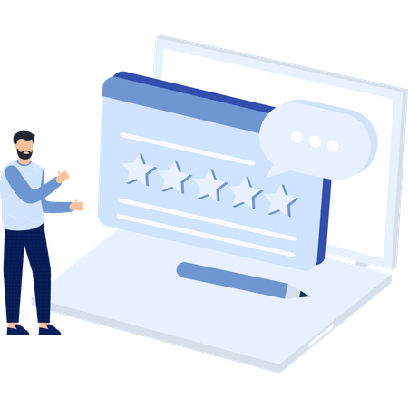 Businessman working on customer rating  Illustration