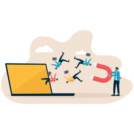 Businessman working on customer retention programs  Illustration