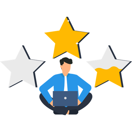 Businessman working on customer satisfaction  Illustration