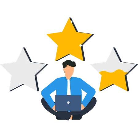 Businessman working on customer satisfaction  Illustration