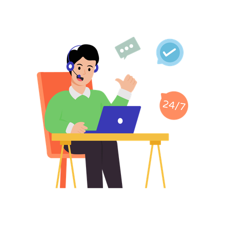 Businessman working on customer service  Illustration