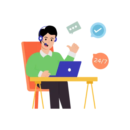 Businessman working on customer service  Illustration