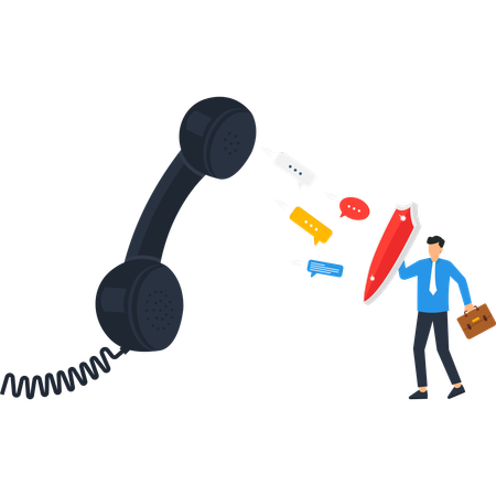 Businessman working on customer service protection  Illustration