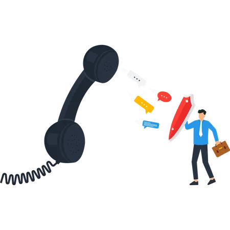 Businessman working on customer service protection  Illustration