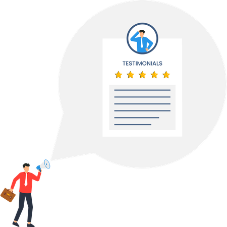 Businessman working on Customer Testimonial Fishing  Illustration