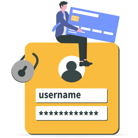 Businessman working on cybersecurity  Illustration
