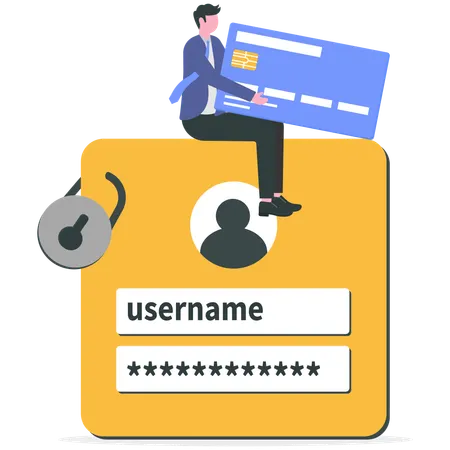 Businessman working on cybersecurity  Illustration