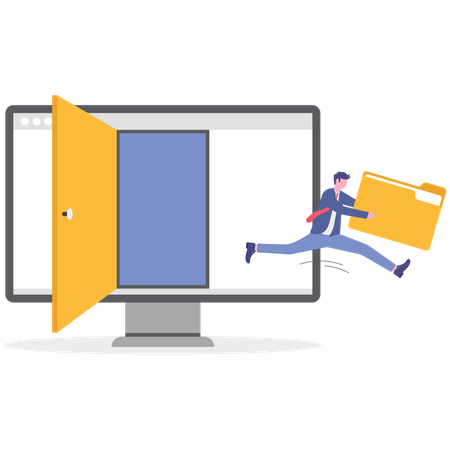 Businessman working on cybersecurity  Illustration