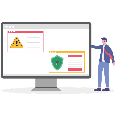 Businessman working on cybersecurity  Illustration