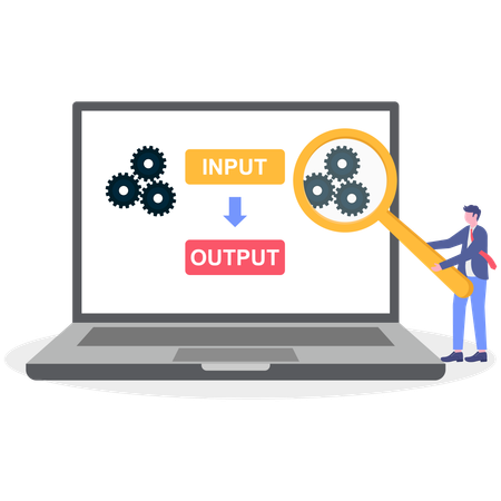 Businessman working on data algorithm  Illustration