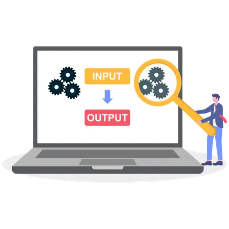 Businessman working on data algorithm  Illustration