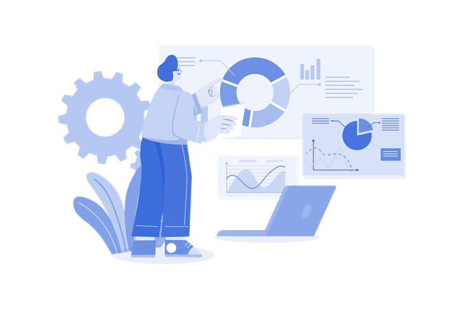 Businessman working on data analytics  Illustration