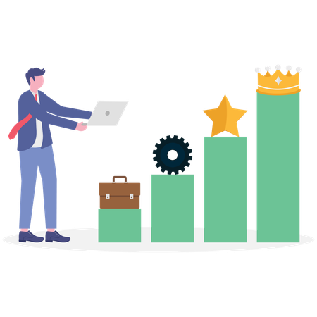 Businessman working on data chart  Illustration
