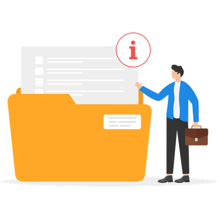Businessman working on data folder  Illustration