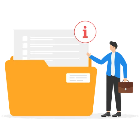 Businessman working on data folder  Illustration