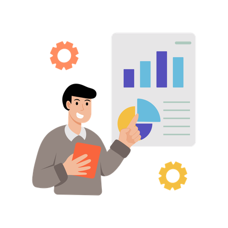 Businessman working on data statistic  Illustration