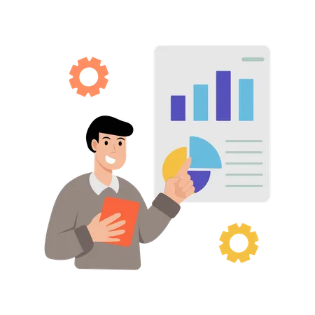 Businessman working on data statistic  Illustration