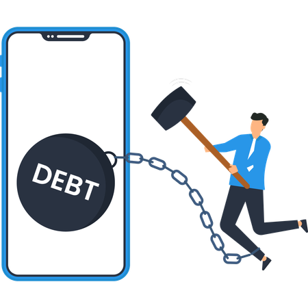 Businessman working on debt crisis  Illustration