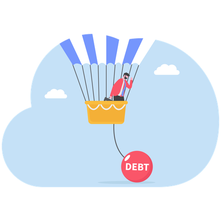 Businessman working on debt management  Illustration