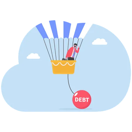 Businessman working on debt management  Illustration