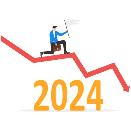 Businessman working on declining bar chart  Illustration