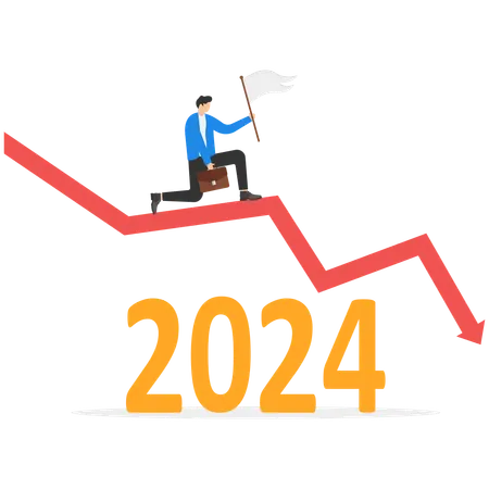 Businessman working on declining bar chart  Illustration