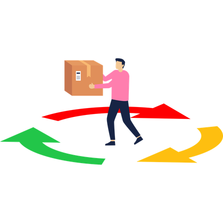 Businessman working on delivery boxes  Illustration