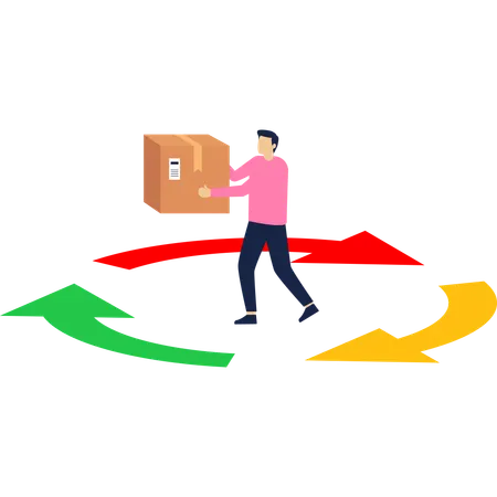 Businessman working on delivery boxes  Illustration