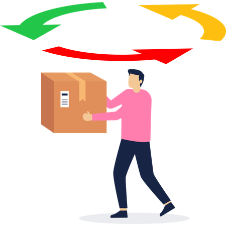 Businessman working on delivery boxes  Illustration
