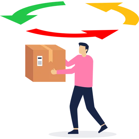 Businessman working on delivery boxes  Illustration