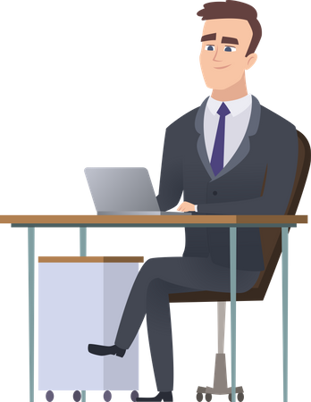 Businessman working on desk  Illustration