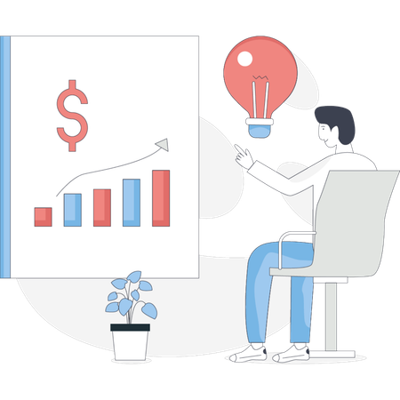 Businessman working on development data  Illustration