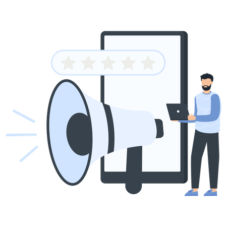 Businessman working on digiatl marketing  Illustration