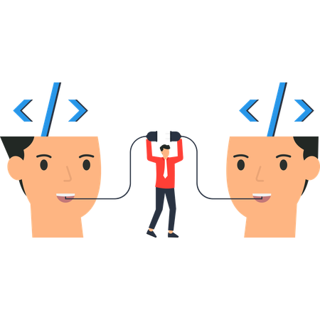 Businessman working on digital code  Illustration