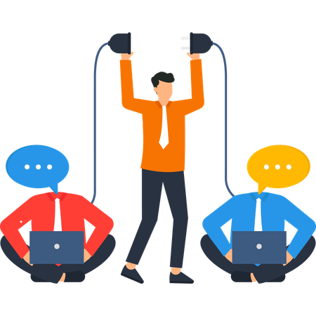 Businessman working on digital connection  Illustration