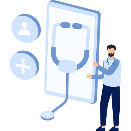 Businessman working on digital healthcare  Illustration