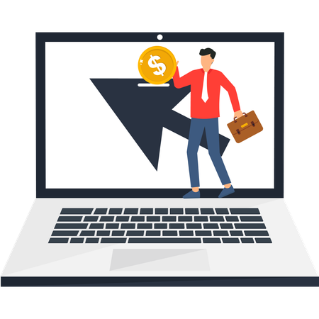 Businessman working on digital investment  Illustration