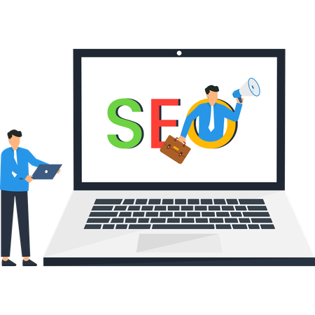 Businessman working on digital marketing  Illustration