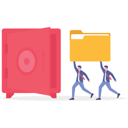 Businessman working on document security  Illustration