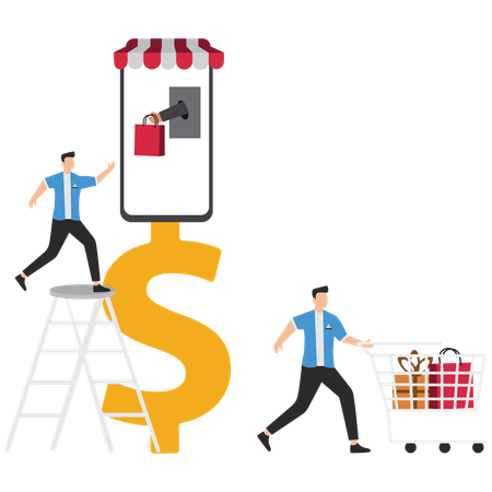 Businessman working on e commerce shop  Illustration