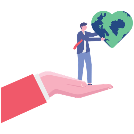 Businessman working on earth protection  Illustration