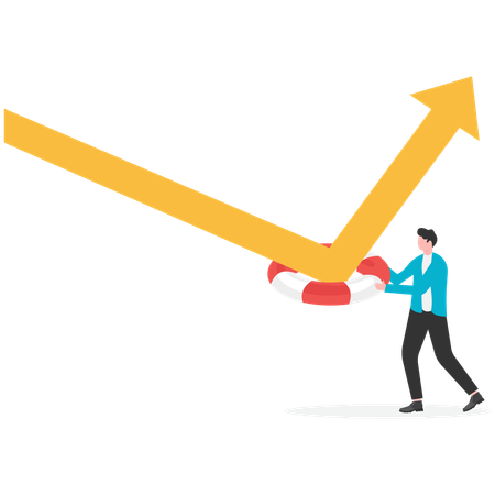 Businessman working on Economic bounce back  Illustration