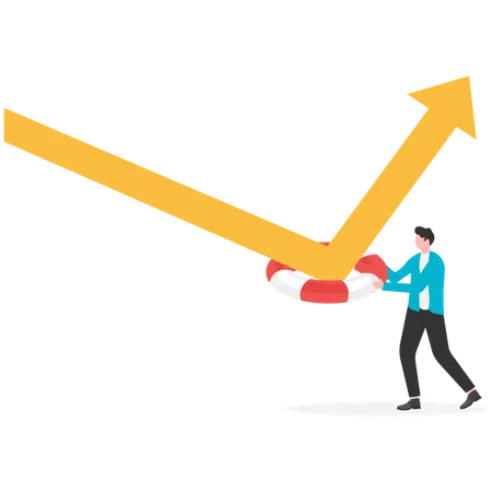 Businessman working on Economic bounce back  Illustration