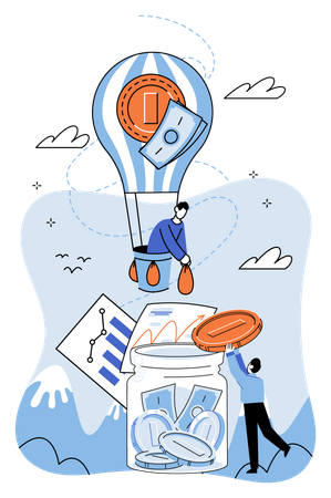 Businessman working on economic growth  Illustration