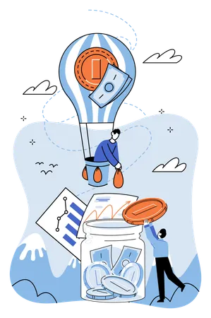 Businessman working on economic growth  Illustration