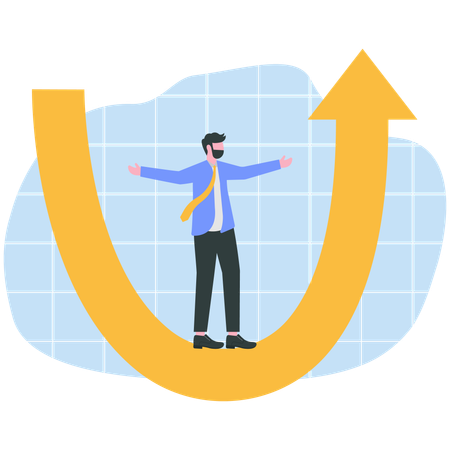Businessman working on economic recovery  Illustration