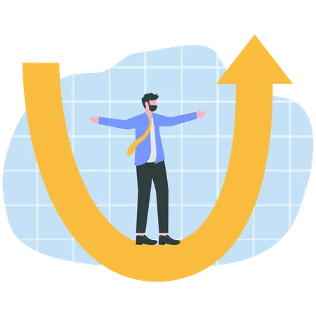 Businessman working on economic recovery  Illustration