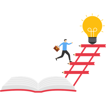Businessman working on educational idea  Illustration