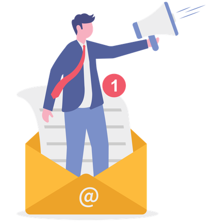 Businessman working on email marketing  Illustration