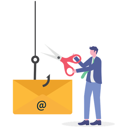 Businessman working on email phishing  Illustration